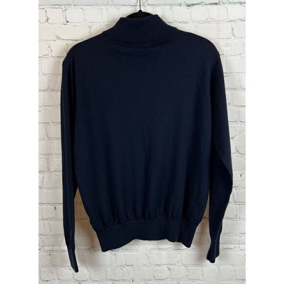 J.HILBURN blue wool cashmere 1/4 button knit mens sweater pullover size M - Picture 6 of 8